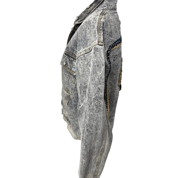 Vintage Retro Jordache Denim Jacket Embellished W/Rhinestones & Button Accents M - Picture 6 of 14